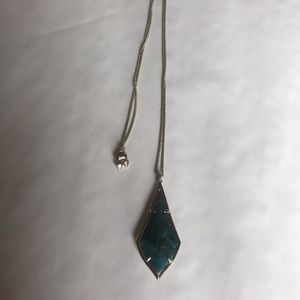 Aqua Apatite/brass & Gold Damon Necklace